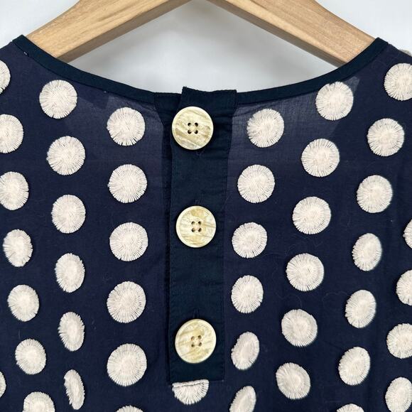 Madewell Textured Dot Top Embroidered Crew Neck Short Sleeve Boxy Blouse - Picture 10 of 14